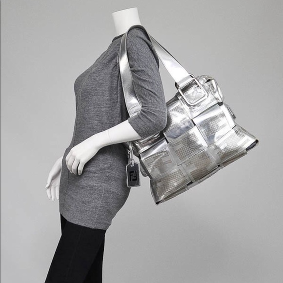 Fendi Large Metallic Crossword Tote - Picture 8 of 8